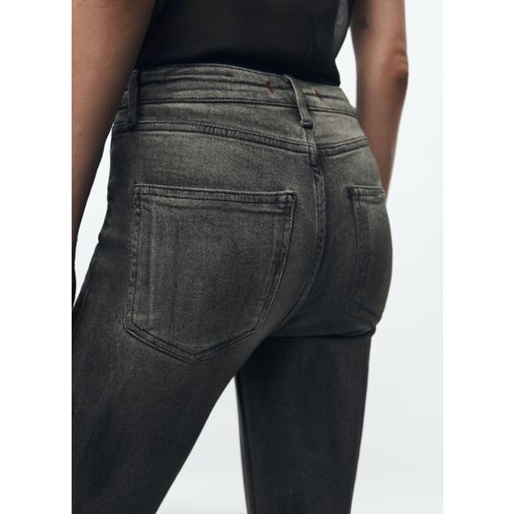 Zara ZW Collection High Waist Skinny Jeans Black Distressed Size 4 - Picture 3 of 13